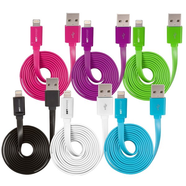 Get Power GetPower Lightning to USB Charge and Sync Cable 3 ft. Assorted GP-PC-SOLID-IP5